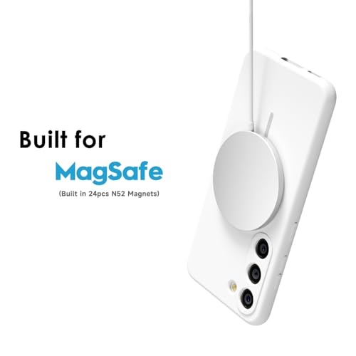 oakxco for Samsung Galaxy S23 Plus Case Silicone Mag Safe, Magnetic Slim Thin Phone Case Compatible with Magsafe, Women Girls Cute Girly Aesthetic Soft Rubber Gel Safecase with Camera Cover, White - color: White, size: S23 Plus