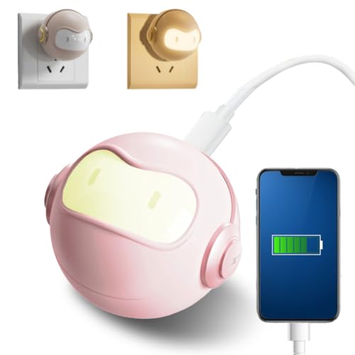 Cute 30W USB C Night Light Wall Charger Space Bot GaN Fast PD Charging Block - Touch Dimmable LED Lamp Power Adapter for iPhone 16, 15 Pro Max, Galaxy S24, iPad, MacBook Air (Pink) - color: Pink