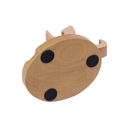 Cute Cat Cellphone Stand Holder Wooden Smartphone Desk Holder for All Mobile Phones Animal Phone Stand Desk Ornament - color: Wooden Cat