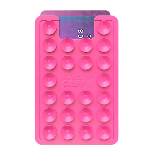 StickyGrippy Suction Card Holder Mount, Phone Wallet, Silicon Adhesive Accessory for iPhone and Android, Hands-Free Mirror Shower Holder, TikTok Videos and Selfies (Pink) SG2 - color: Pink