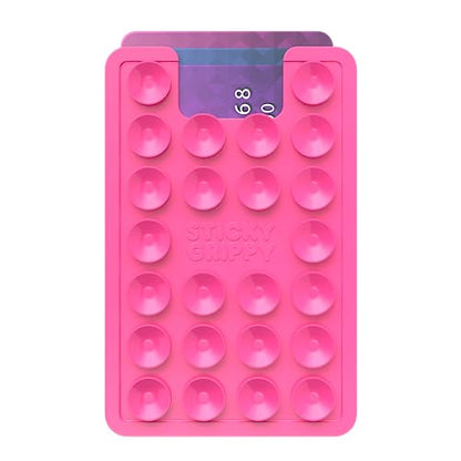 StickyGrippy Suction Card Holder Mount, Phone Wallet, Silicon Adhesive Accessory for iPhone and Android, Hands-Free Mirror Shower Holder, TikTok Videos and Selfies (Pink) SG2 - color: Pink