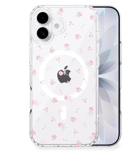 Feams for iPhone 17 Case [Compatible with Magsafe] Slim Shockproof Protective Clear Phone Cover for iPhone 17 6.3" Women Girls, Pink Bow Rose - color: Pink Bow Rose, size: for iPhone 17 (6.3 Inch)