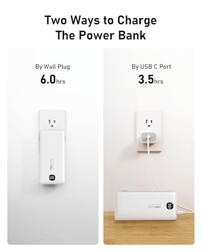 VEEKTOMX 10000mAh Portable Charger with Built-in Cables & Wall Plug - color: Pure White