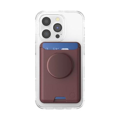 PopSockets Phone Wallet for MagSafe with Grip- Oxblood - color: Oxblood, style: With Grip