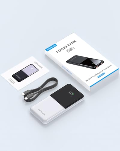 Portable Charger,Slim 10000mAh Power Bank,22.5W USB-C Fast Charging Battery Pack Compatible with iPhone 17/16/15/14/13/12 Pro Samsung Galaxy, iPad, AirPods, Android Tablets (White) - color: White