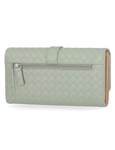 Mundi File Master Womens RFID Blocking Wallet Clutch Organizer With Change Pocket - color: Thyme (Woven), size: One Size