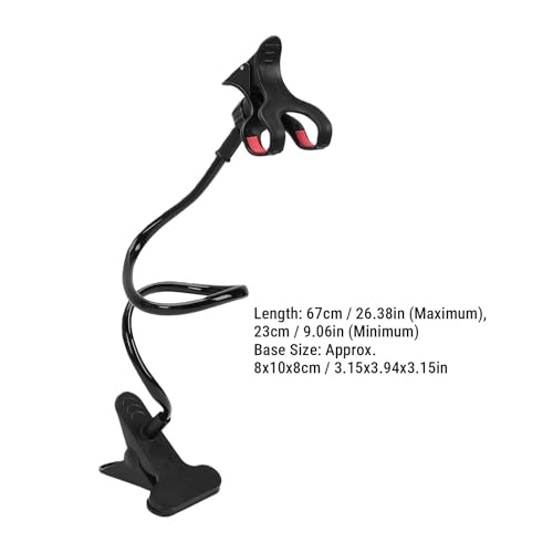 Zopsc Gooseneck Phone Holder for Bed, Flexible Long Arm Cell Phone Stand with Clamp, 360 Adjustable Overhead Mount for Headboard Desk Bedside, for 4 7in Smartphones