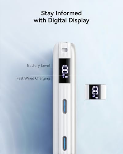 INIU for MagSafe Qi2.2 25W Portable Charger, Slimmest 10000mAh Power Bank - color: White