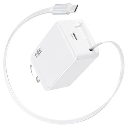 USB C Retractable Wall Charger with Foldable Plug, 35W Compact iPhone Block