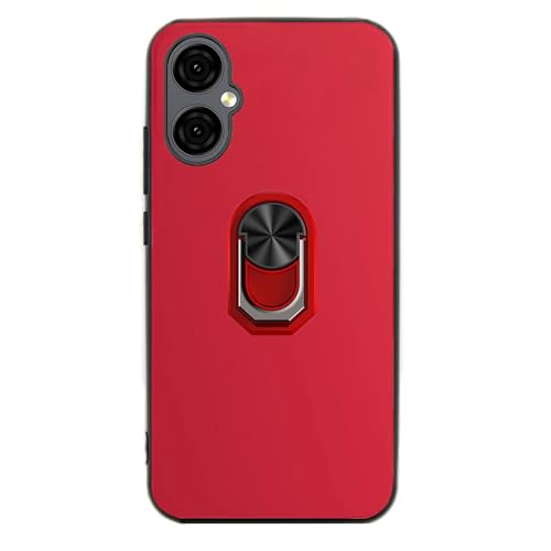 for BLU G64 Ring Holder Phone Case with Screen Protector -Red | Slim Flexible TPU & 360 Rotating Ring Holder Kickstand Protective Silicone Rubber Case for BLU G64 G1010WW (6.8" SmartPhone) - color: red
