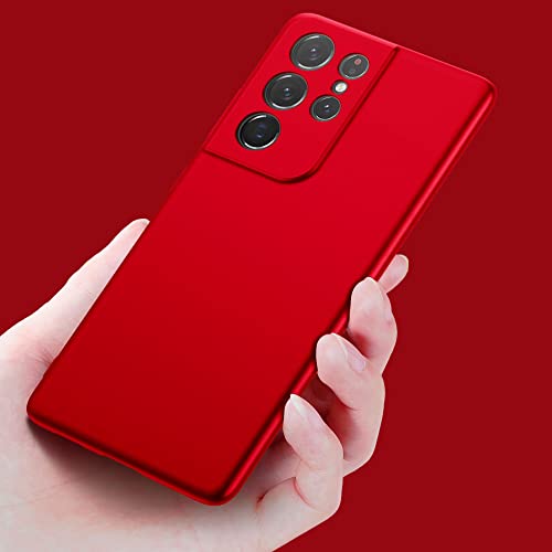 X-level for Samsung Galaxy S21 Ultra Case Slim Fit Soft TPU Super Ultra-Thin [Guardian Series] S21 Ultra Phone Back Cover Light Protective Matte Finish Coating Cases Compatible Galaxy S21 Ultra - color: Red(Camera Updated)