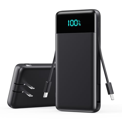 Portable Charger with Built-in AC Plug and Cables,13800mAh All in One USB C Fast Charging Power Bank,Travel Essentials Portable Phone Charger Battery Pack for iPhone 18/17/16/15/14/13,Galaxy,Android - color: Black