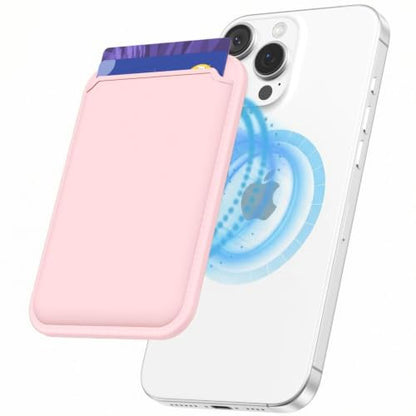 LoeoeL Magnetic Phone Wallet Compatible with Magsafe Wallet, Silicone ID Credit Card Holder Wallets for Back of Phone Pocket, Slim Thin Pouch Sleeve Wallets for iPhone Samsung, Light Pink - color: Pink