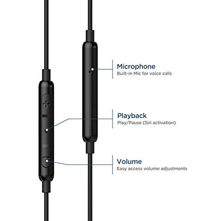 Thore Wired iPhone Headphones with Lightning Connector Earphones - MFi Certified by Apple Earbuds Wired in-Ear Microphone and Volume Remote for iPhone (Black)