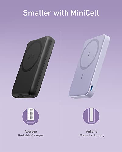 Anker 622 Magnetic Power Bank, 5,000mAh Foldable Wireless Portable Charger - color: Lilac Purple, size: 4.13 x 2.64 x 0.51 inches