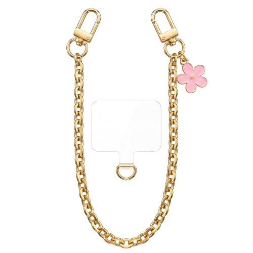 cioatu Beaded Phone Charm Strap Phone Wrist Strap Handmade Cellphone Lanyard with Tether Tab Wristlet Bracelet PhoneChainStrap - color: Golden Flowers