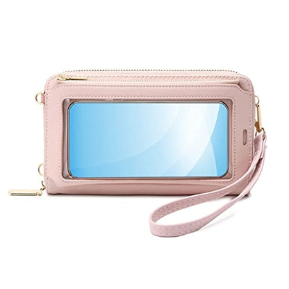 Lady Crossbody Shoulder Bag Mobile Phone Purse Transparent Window Touch Screen Wallet Waterproof Anti-scratch - color: E
