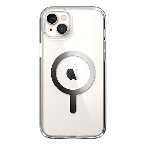 Speck Clear iPhone 14 Pro Case - Drop Protection, Scratch Resistant, Dual Layer Slim Phone Case for 6.1 Inch iPhones 14 Pro - Built for MagSafe - Anti-Yellowing - Presidio Perfect -Clear/Clear/Silver - color: Clear/Silver