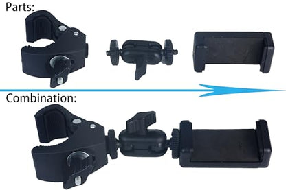 Phone Holder with Clamp for Golf Cart Universal Phone Mount Holder for Bicycle, Wheelchair, Stroller Mic Stand Phone Holder - style: Elastic Phone Holder(0.6"-2.2" Width)