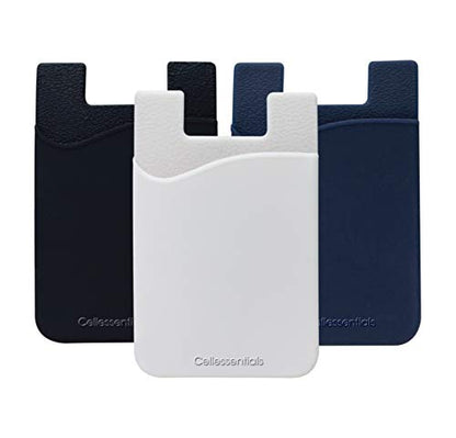 USA Merchant Redesigned Card Holder - Silicone Stick on Cell Phone Wallet with Pocket for Credit Card ID Business Card - iPhone Android & Smartphones Black, White, Navy - color: Black, White, Navy