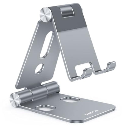 OMOTON Foldable Cell Phone Stand, C4 Portable Aluminum Phone Holder - color: Grey