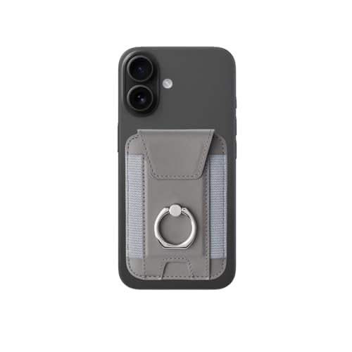 Magnetic Card Wallet Holder For Magsafe Wallets with Grip, 7 Cards Holder RFID Blocking, Ring Stand Stick on Wallet, Leather Magnetic Phone Wallet with Privacy Flap - color: Grey elastic circular support