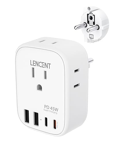 LENCENT Germany France Travel Power Adapter, PD 45W USB C Fast Charger - style: Type E/F-45W-Germany