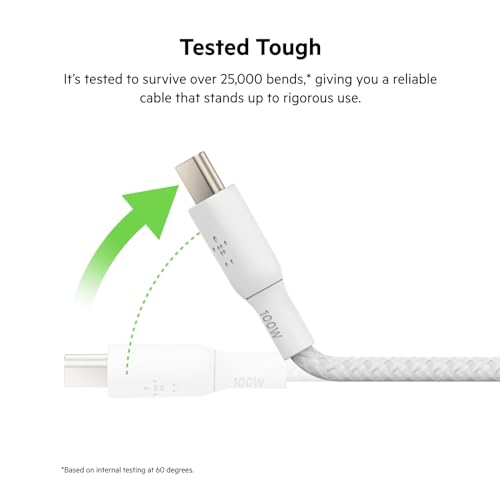 Belkin USB C to USB C 100W Braided Cable 9.9ft Fast iPhone Charger Cord - style: 9.9ft