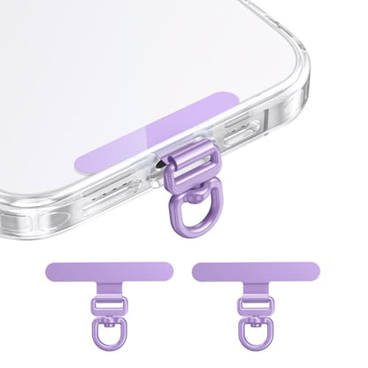 saxsion Phone Tether Tab & Lanyard Tab, 360° Swivel Clip - Ultra Thin Stainless Steel Universal Patch for All Phone Cases - color: Lilac*2
