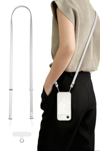 Lanyard Crossbody Strap Compatible with iPhone 17/Air/Pro/Max Phone Cases & Other Device with Dual Lanyard Holes (Gray) - color: Grey
