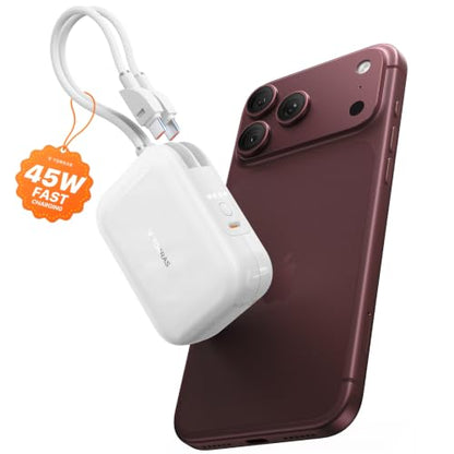 TORRAS Mini Power Bank for iPhone 18 Pro Max, 45W 10000mAh Portable Charger - color: WHITE