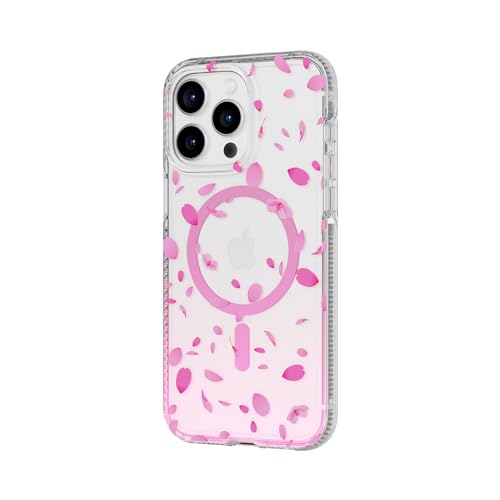 Tech21 FlexQuartz Phone case for iPhone 15 Pro Max - Compatible with MagSafe - 15x Military Standard Protection - Cherry Blossom Design - color: Pink, size: iPhone 15 Pro Max