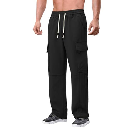 Men Cargo Pants Ripstop Durable Tactical Quick Dry Deep Pockets Construction BDU Golf Tactical Pants for Men - color: A Black, size: Medium