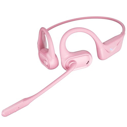 Open Ear Headphones with Mic, 29g Bluetooth Headset, Air Conduction Headphones with Dual Device Connection & Mute, Wireless Headset with Mic for Work, Driving, Office, Workout, Pink - color: Pink