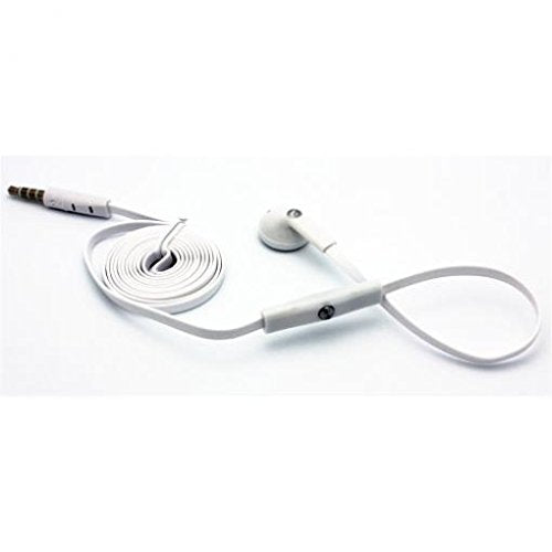 Mono Headset Wired Earphone Single Earbud 3.5mm Headphone Flat White Compatible with GreatCall Jitterbug Flip