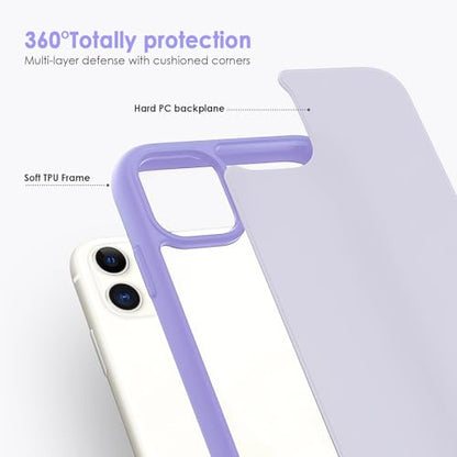 TENOC Phone Case Compatible with iPhone 11, Light Purple Case Translucent Protective Bumper Matte Hard Back Cover for 6.1 Inch - color: Light Purple, size: iPhone 11