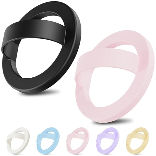 (2 Pack) Magnetic Finger Loop Grip for Magsafe, Black & Light Pink - color: Black & Light Pink