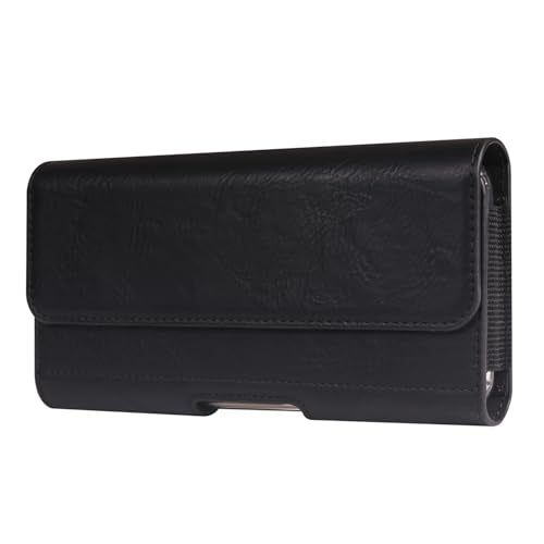 PU Leather Belt Clip Case Cell Phone Holster Pouch Holder for Moto G Power 2026 2025 2024 G Stylus 5G G Play Samsung Galaxy S25 Ultra S24 Ultra S23 Ultra A16 A05 A14 iPhone 16 Pro Max BLU G64L (Black) - color: Black