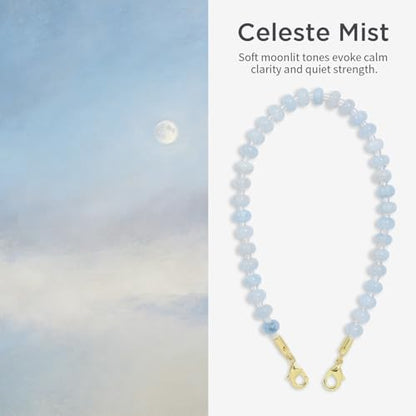 POSADINA Natural Stone Phone Charm, Beaded Healing Phone Wrist Strap, Handmade Cellphone Chain Lanyard with Tether Tab - color: Celeste Mist