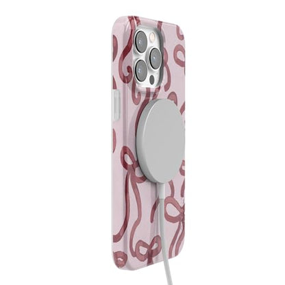 Casely iPhone 14 Pro Case | Love Me Knot | Mauve Bow | Compatible with MagSafe | Classic Ultra Slim Design - color: Love Me Knot | Mauve Bow, size: iPhone 14 Pro