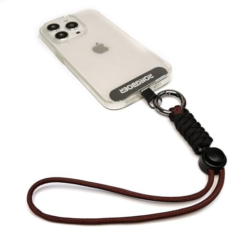 Adjustable Phone Wrist Strap for Women, Woven Bracelet for Keys - color: Coffee Black