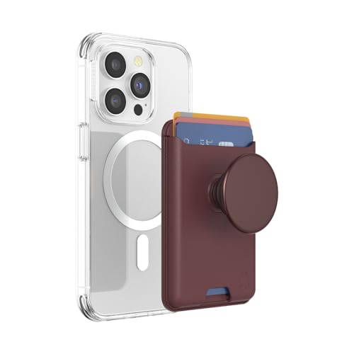 PopSockets Phone Wallet for MagSafe with Grip- Oxblood - color: Oxblood, style: With Grip