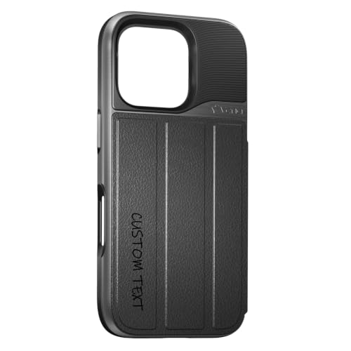VENA vCommute VN2318VZ Personalized Wallet Case for iPhone 16 Plus | Custom Engraved, Customized Name, Leather, Card Holder, Kickstand, Drop Protection, Compatible with iPhone 16 Plus - color: Text Custom, size: iPhone 16 Plus