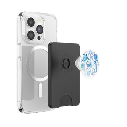 Cute Sea Ocean Life Turtle Crab Seahorse Fish Watercolor PopSockets PopWallet for MagSafe - style: Magnetic PopWallet