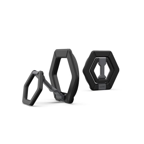 URBAN ARMOR GEAR UAG Magnetic Phone Ring Stand Compatible with MagSafe Magnet, Removable Metal Finger Ring Grip & 360 Rotation Adjustable Kickstand for iPhone 17, Galaxy S26, Black/Silver