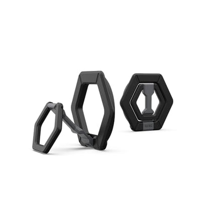 URBAN ARMOR GEAR UAG Magnetic Phone Ring Stand Compatible with MagSafe Magnet, Removable Metal Finger Ring Grip & 360 Rotation Adjustable Kickstand for iPhone 17, Galaxy S26, Black/Silver