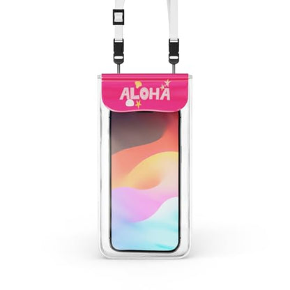 C&K GLOBAL Hawaii IP68 Waterproof Phone Pouch - Aloha-Inspired Dry Bag Case for iPhone 17 16 15 14 Pro & Galaxy S26 S25 S24 - Made in Korea, Universal Waterproof Case with Detachable Lanyard (Pink) - color: Pink