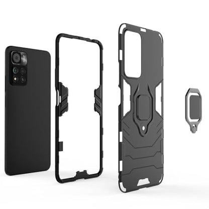 Max Power Digital Magnet Case for Xiaomi Redmi Note 11 Pro Shockproof Hard Phone Cover with Grip, Metal Ring Kickstand Bumper Shell [Compatible with Magnetic Car Mount] (Black) - color: Black, size: Xiaomi Redmi Note 11 Pro