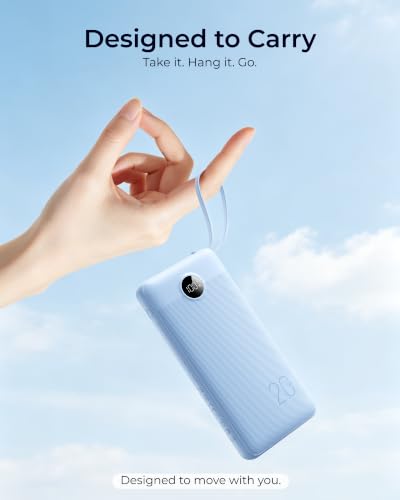 VRURC Portable Charger 4-Built-in-Cable 20000mAh Power Bank Fast Charging - color: Sky-Blue