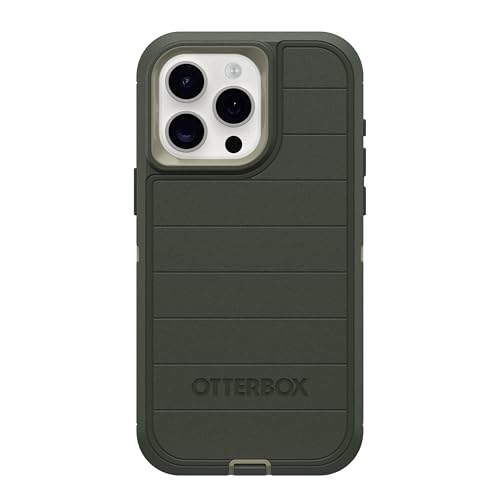 OtterBox iPhone 15 Pro Max (Only) - Defender Series Case - Lichen the Trek (Green) - Screenless - Rugged & Durable - with Port Protection - Holster Clip Includes - Microbial Defense Protection - color: Lichen the Trek (Green)